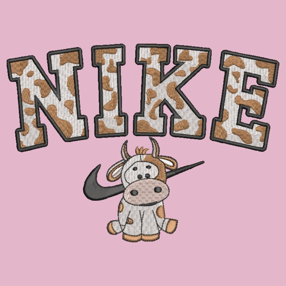 Nike Cow TODDLER Embroidered Crewneck Sweatshirt BROWN Spotted Farm Animal